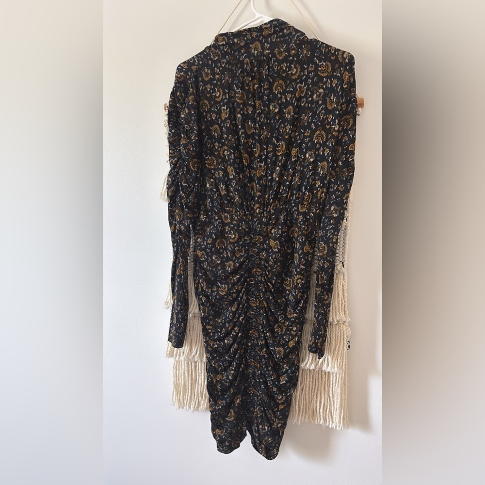NWOT Veronica Beard Gretna Paisley Print Mini Dress Ruched Floral Brown Size M - Picture 5 of 7